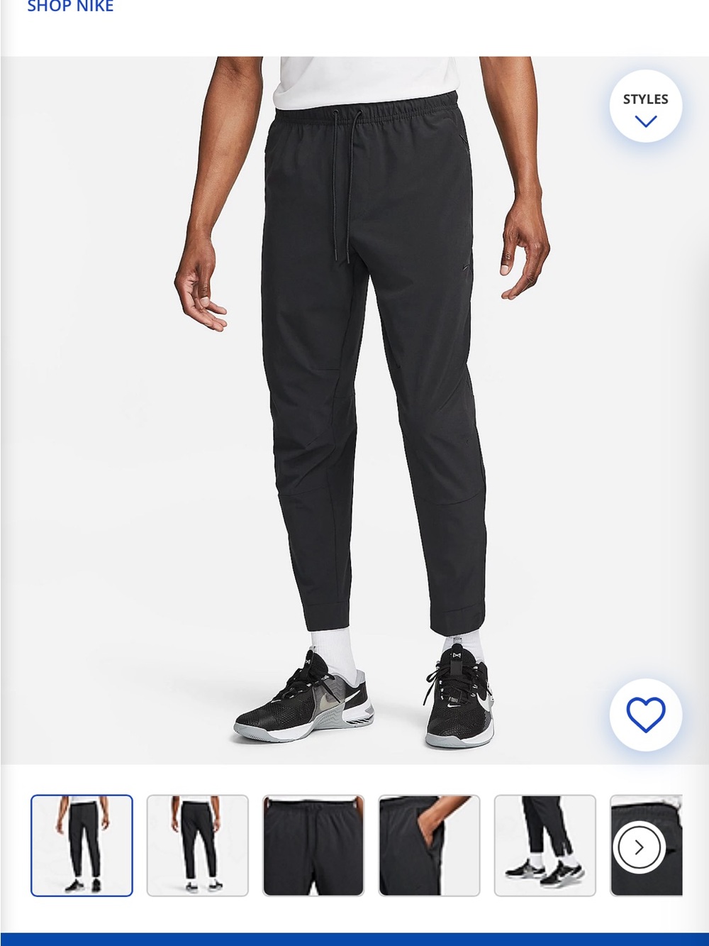 Nike Black Tapered Training Joggers